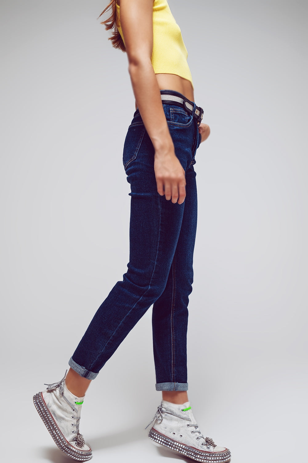 Jeans skinny en bleu moyen délavé