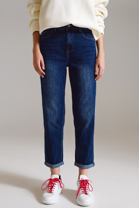 Q2 Jeans Straight basiques en lavage foncé