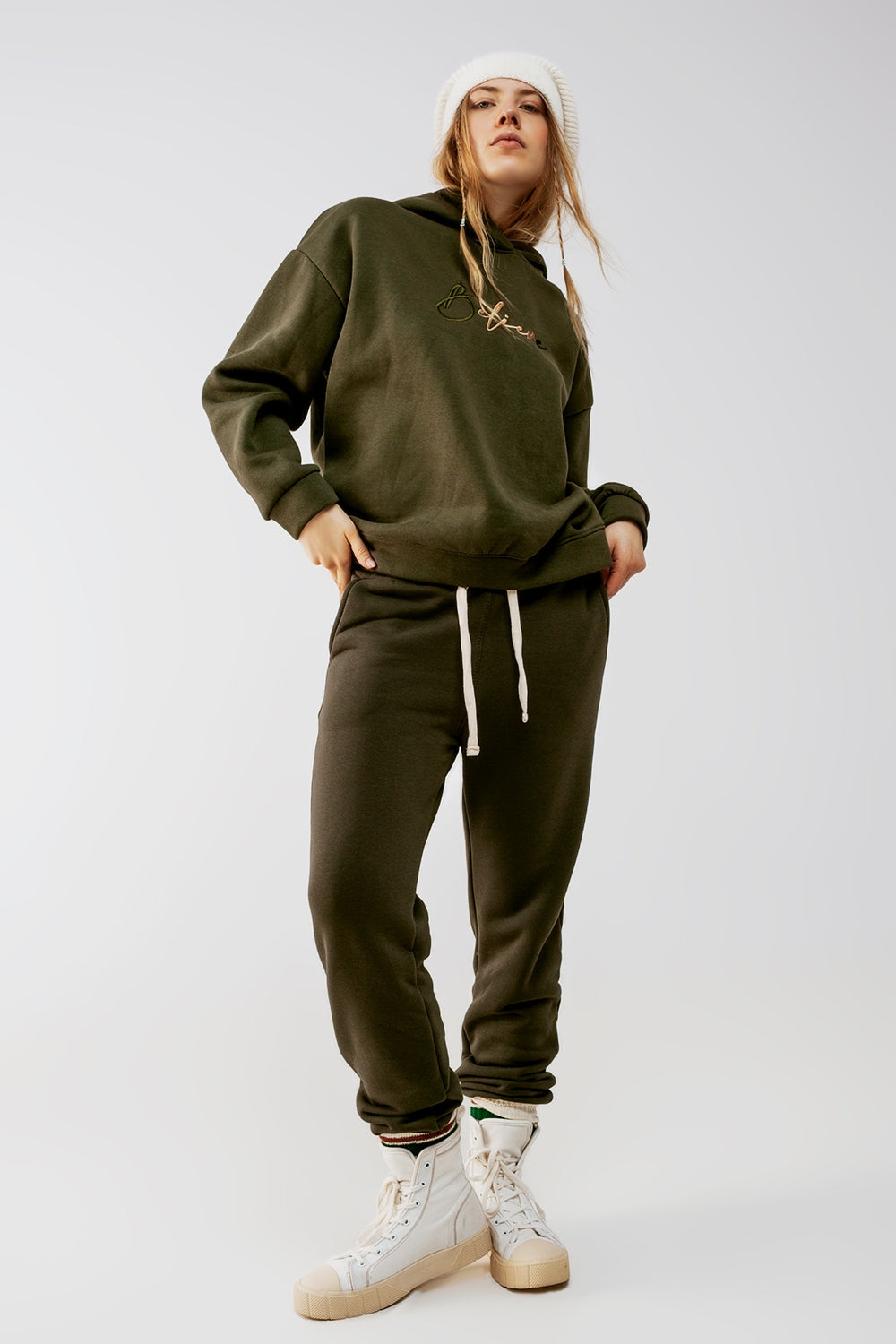 Jogger en coton kaki