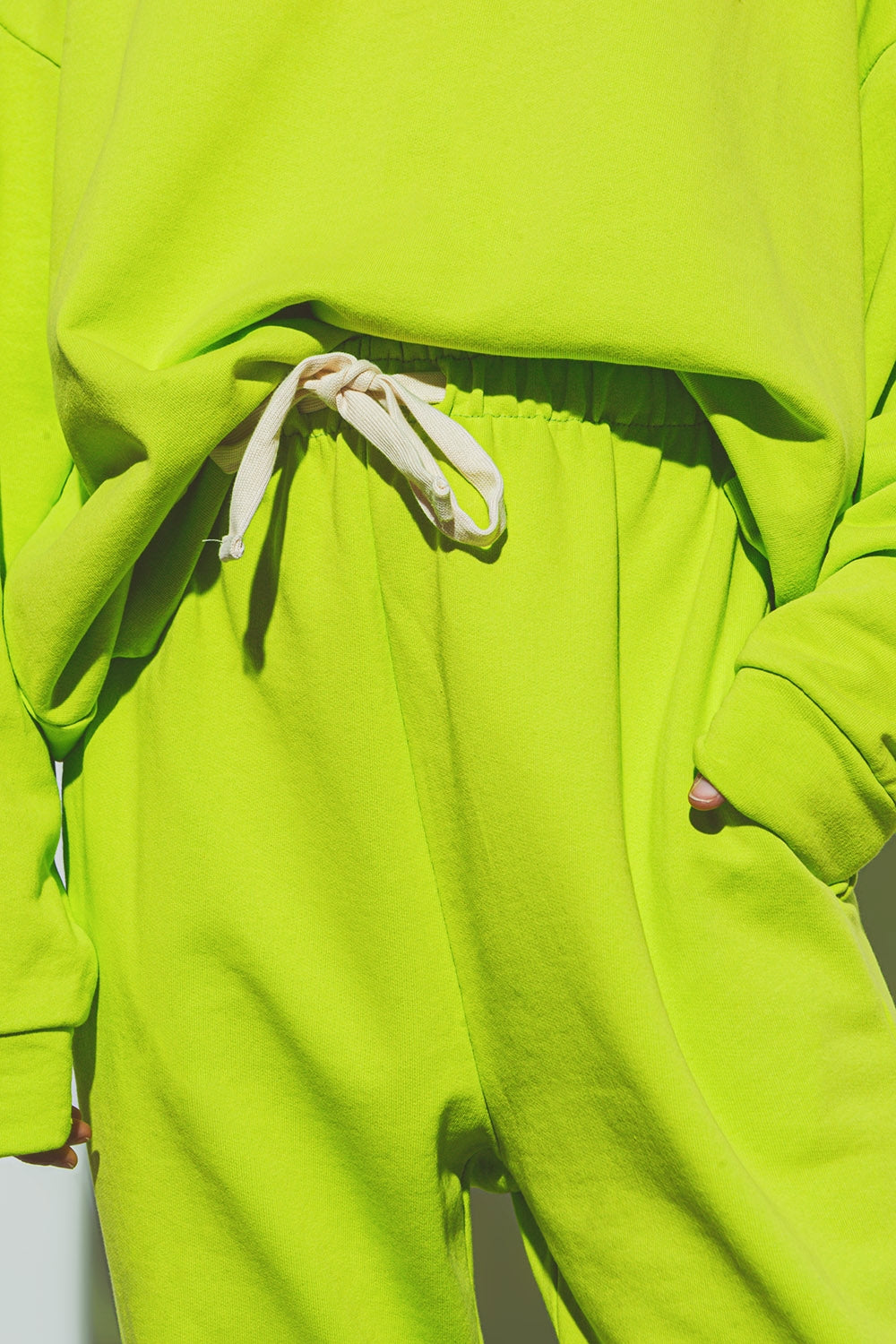 Jogging Oversize à Taille Nouée en Lime