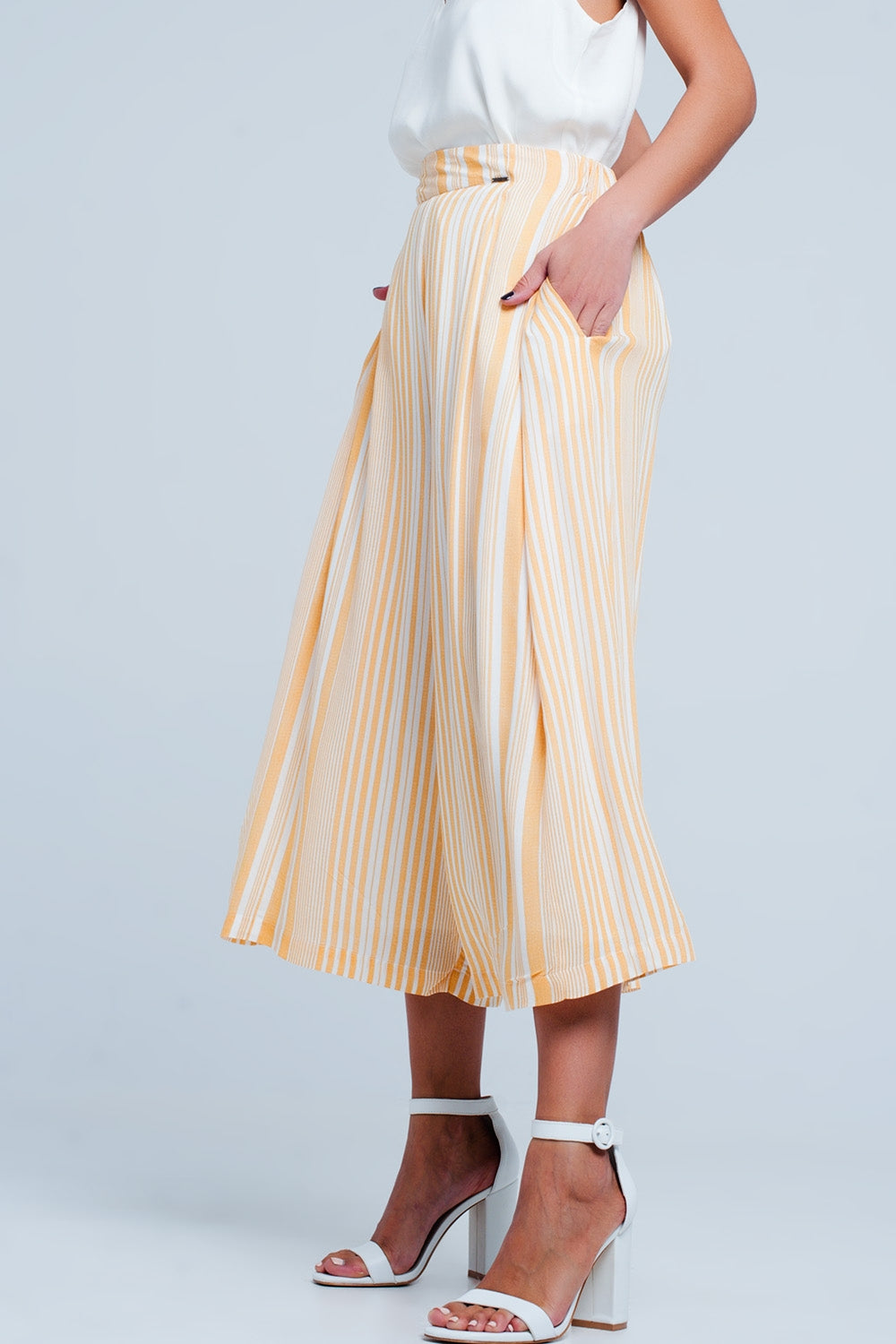 Jupe-culotte à rayures Jaune