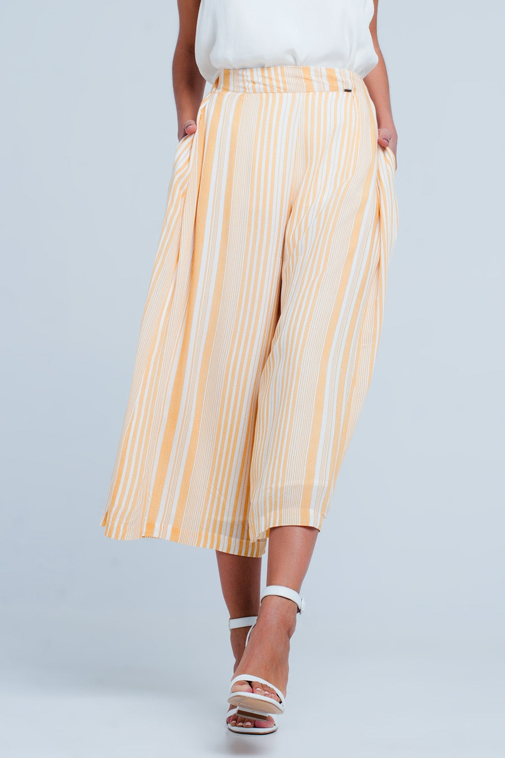 Jupe-culotte à rayures Jaune