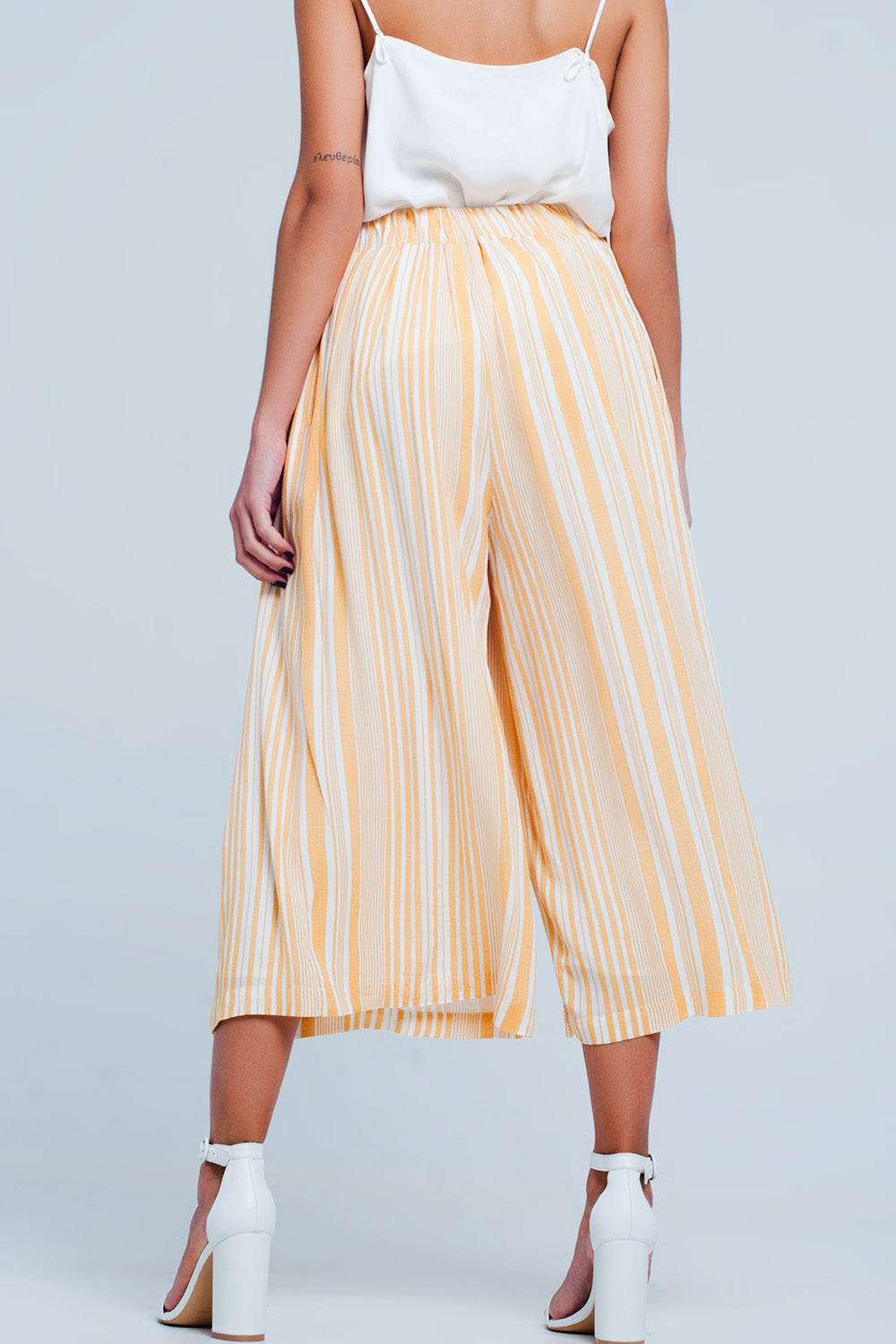 Jupe-culotte à rayures Jaune