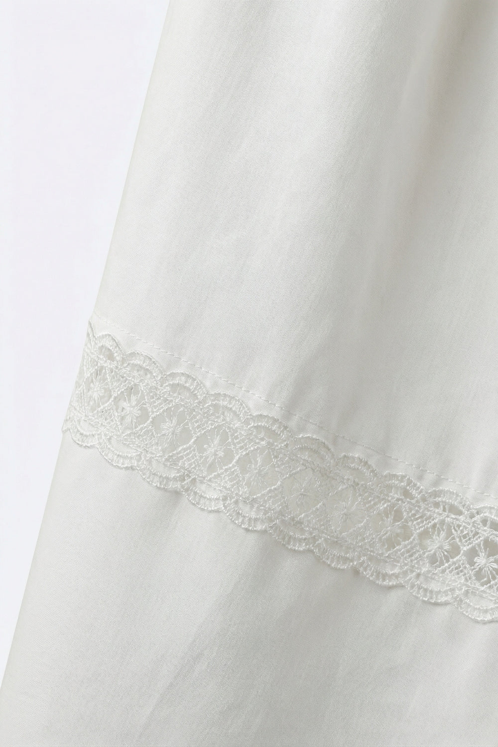 Jupe Maxi en Popeline Blanche avec Détail en Dentelle