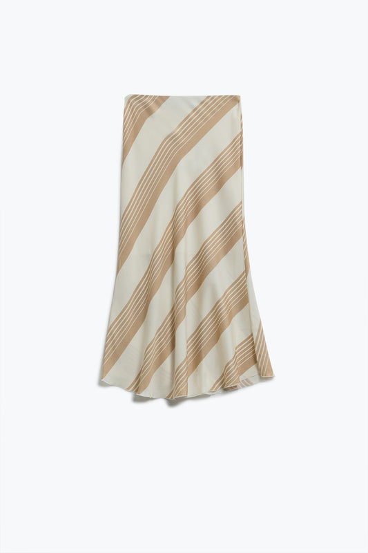 Q2 Jupe midi en crème avec stipes beige clair
