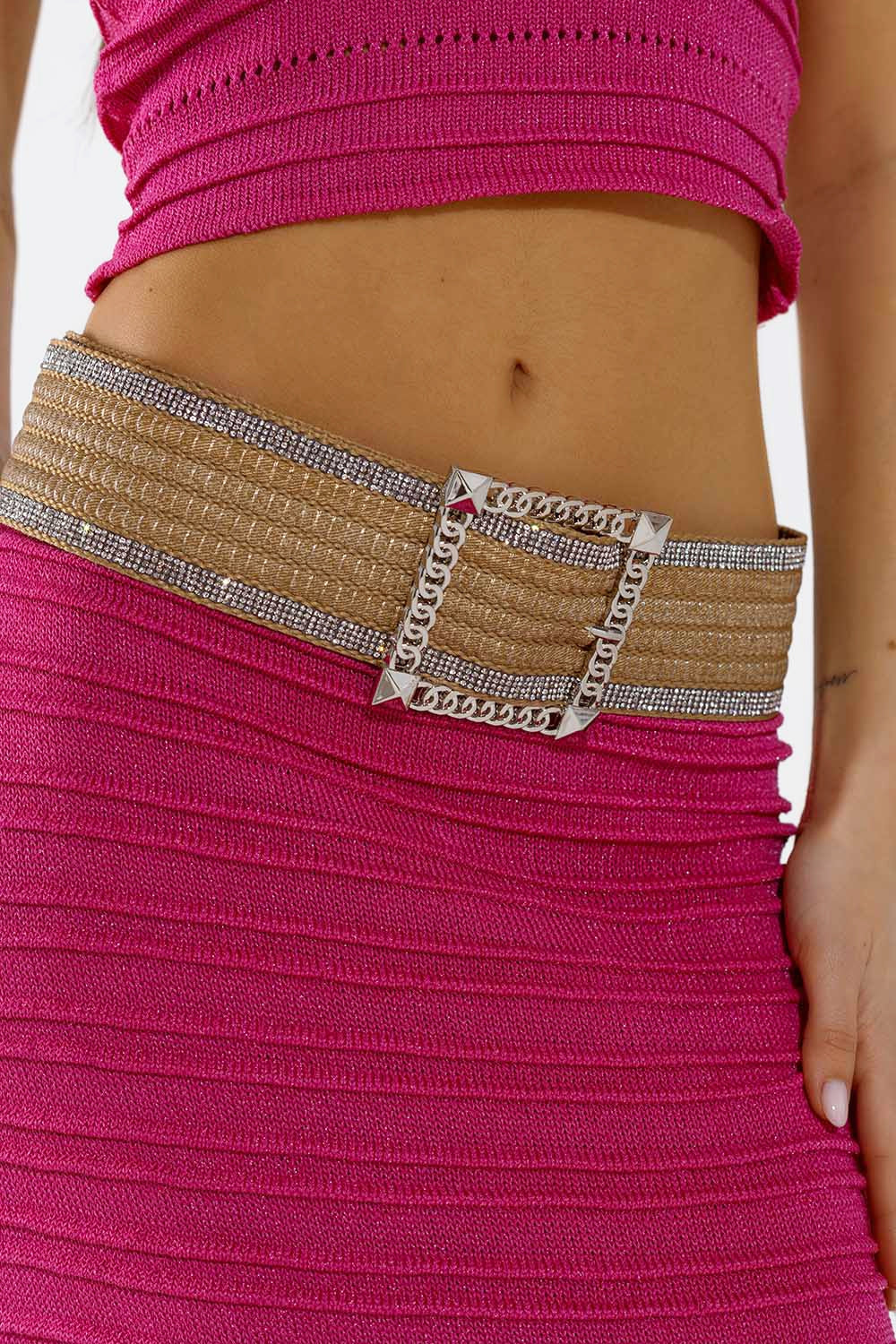Jupe midi en tricot Fuschia