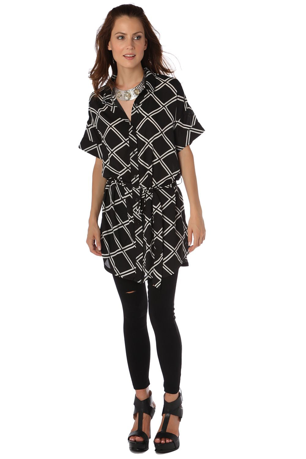 Longue chemise à imprimé noir