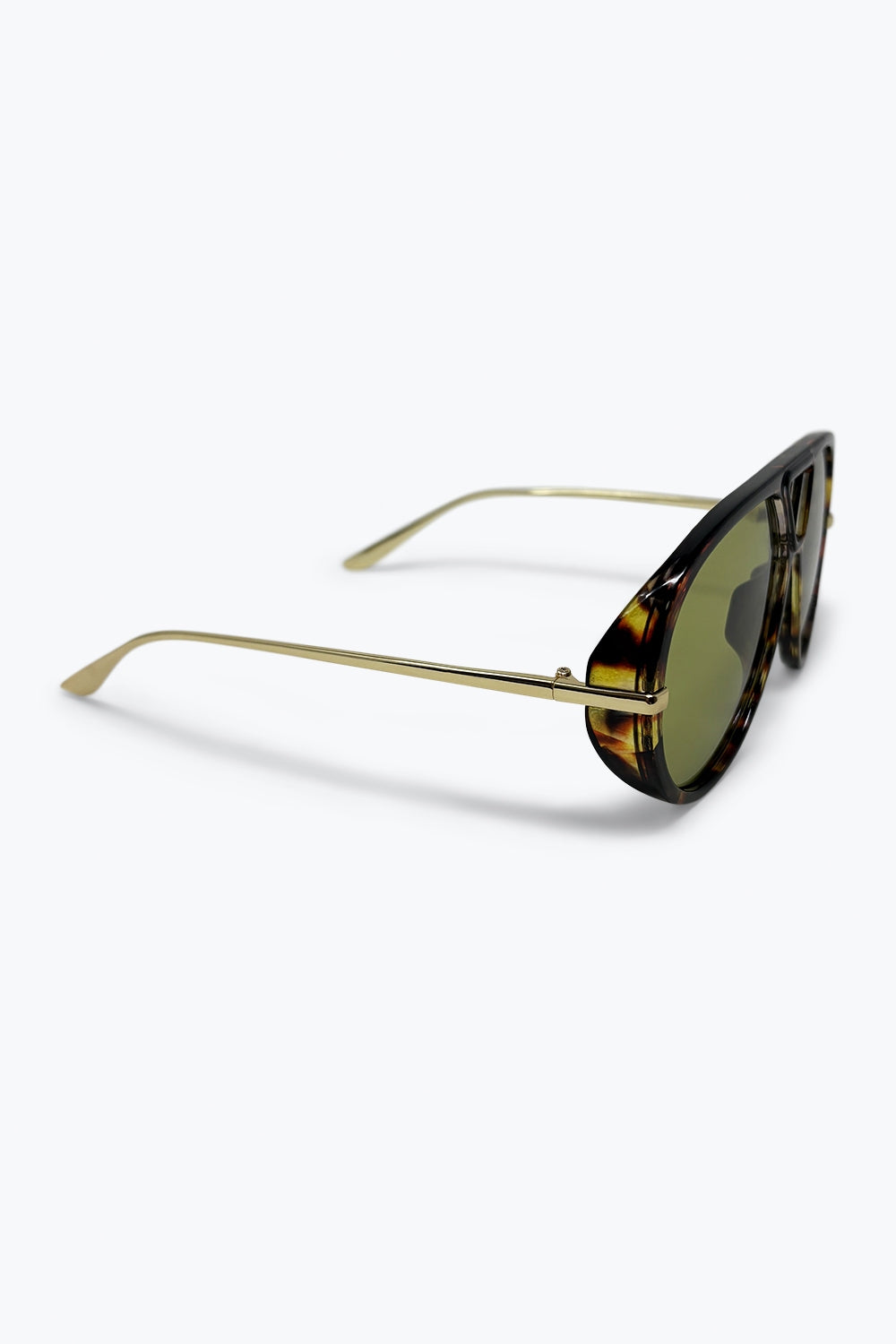 Lunettes de soleil à monture aviateur en acétate écaille multicolore avec verres verts