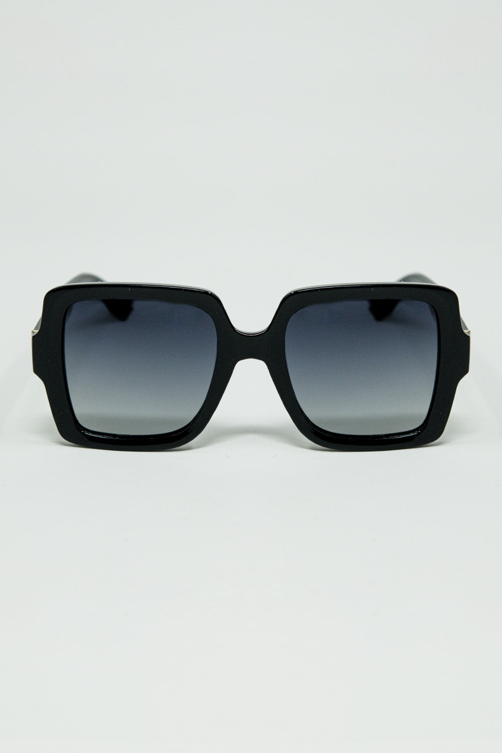 Q2 Lunettes de soleil à monture carrée large avec détails dorés sur les branches