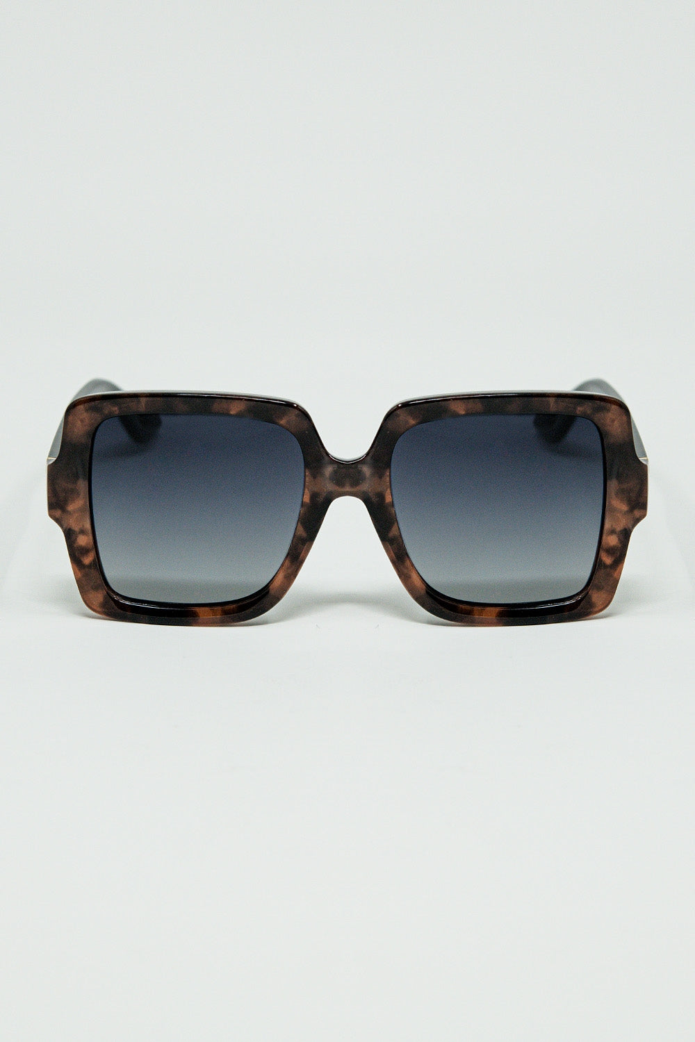 Q2 Lunettes de soleil avec monture imprimée marron et branches noires