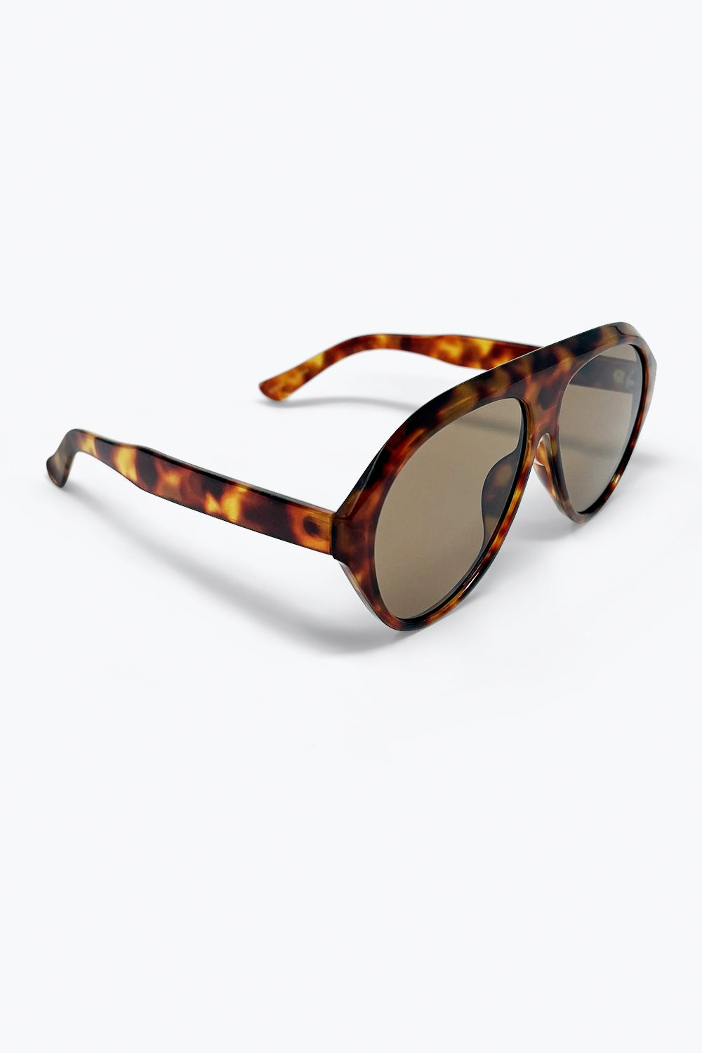 Lunettes de soleil aviateur rétro écaille de tortue avec verres marron