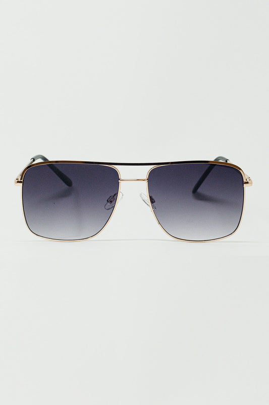 Q2 Lunettes de soleil Aviator Vintage avec monture dorée