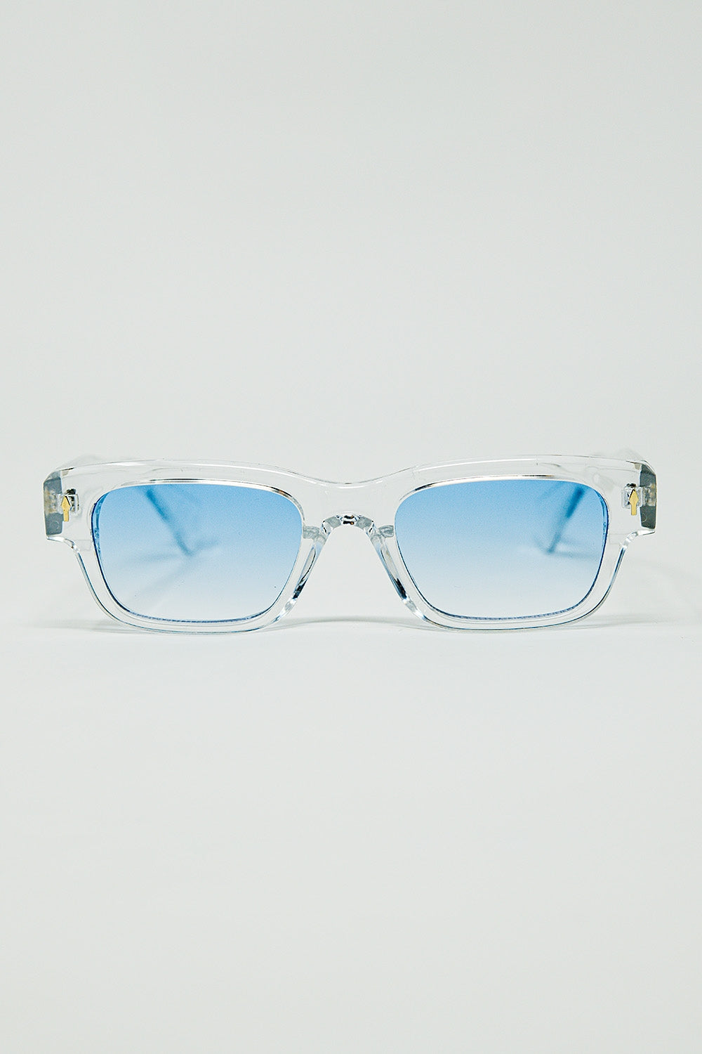 Q2 Lunettes de soleil blanches translucides avec verres ovales bleu clair
