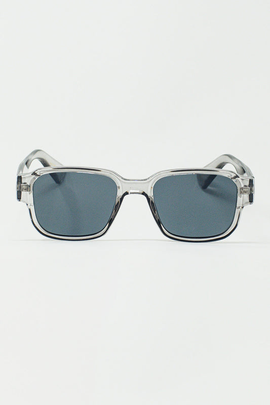 Q2 Lunettes de soleil carrées Chunky en gris cristal