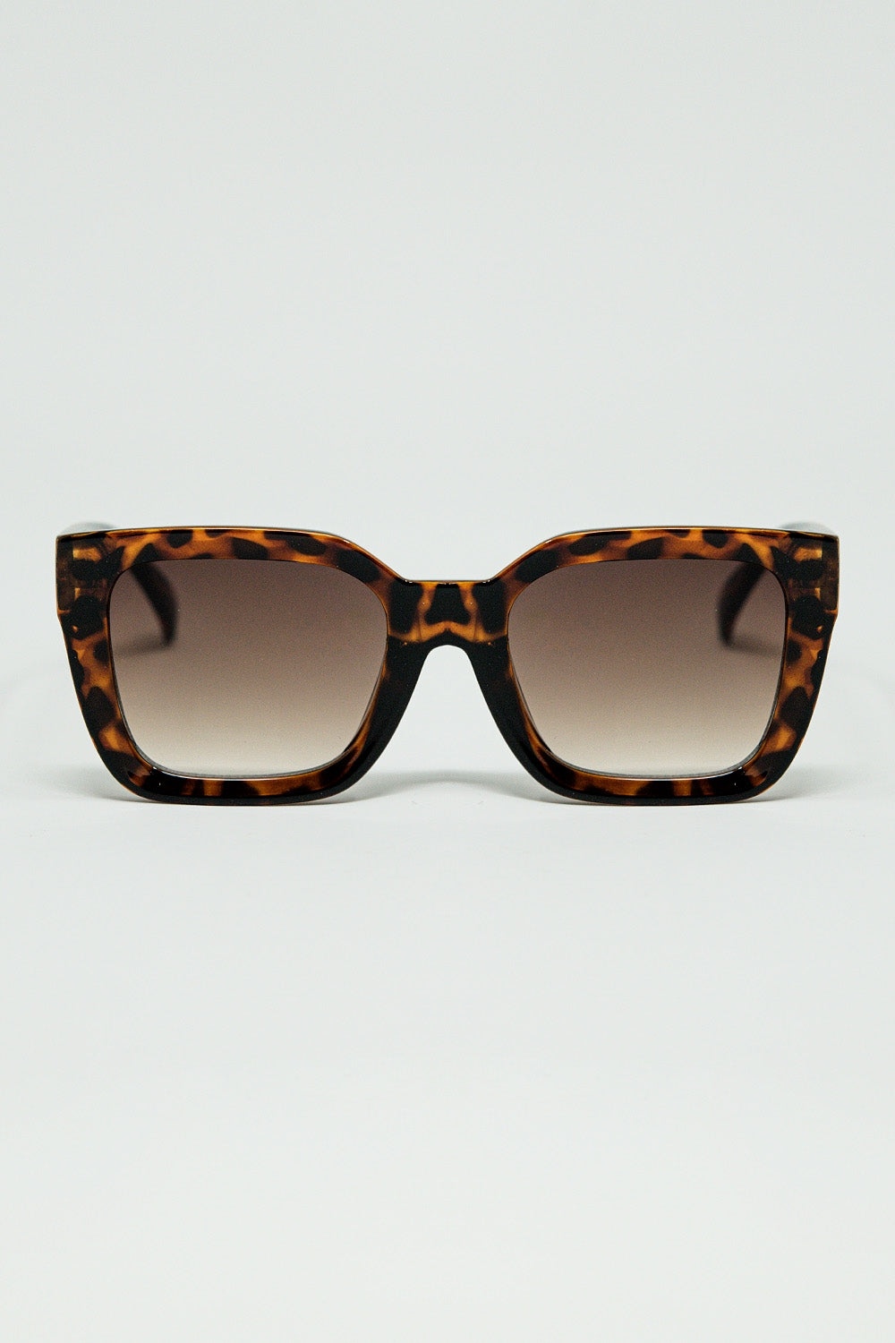 Q2 Lunettes de soleil carrées marron à imprimé animalier