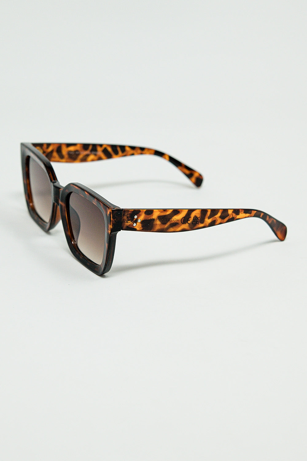 Lunettes de soleil carrées marron à imprimé animalier