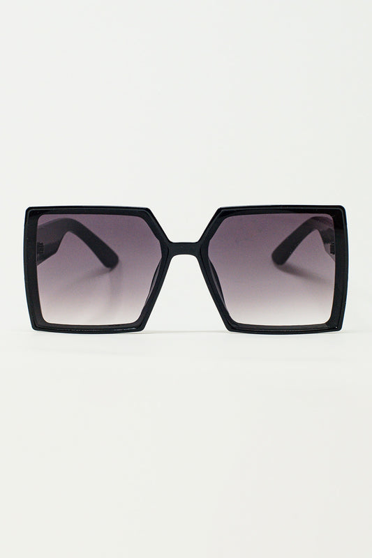 Q2 Lunettes de soleil carrées oversize en noir