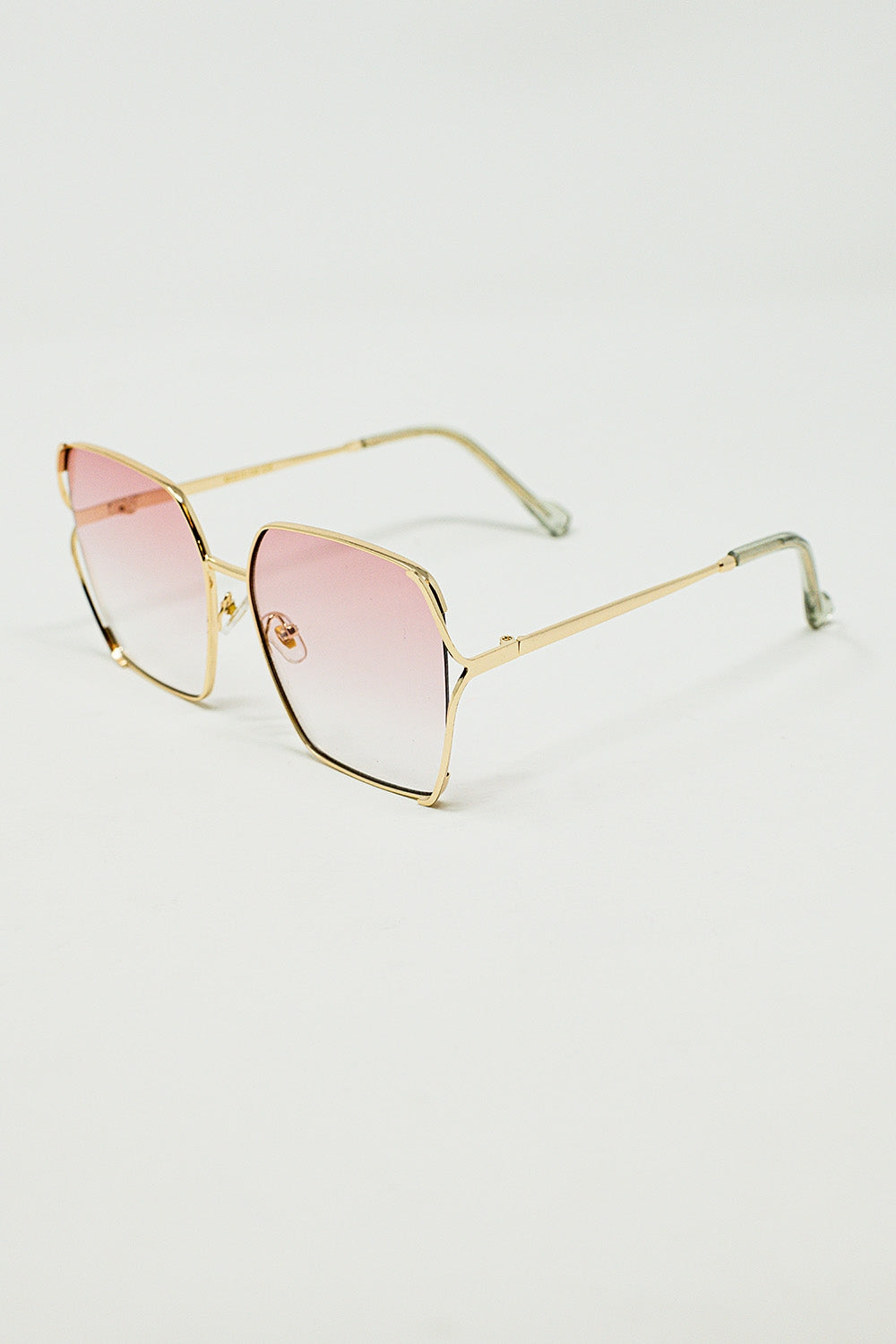Lunettes de soleil carrées surdimensionnées en métal avec verres dégradés rose clair