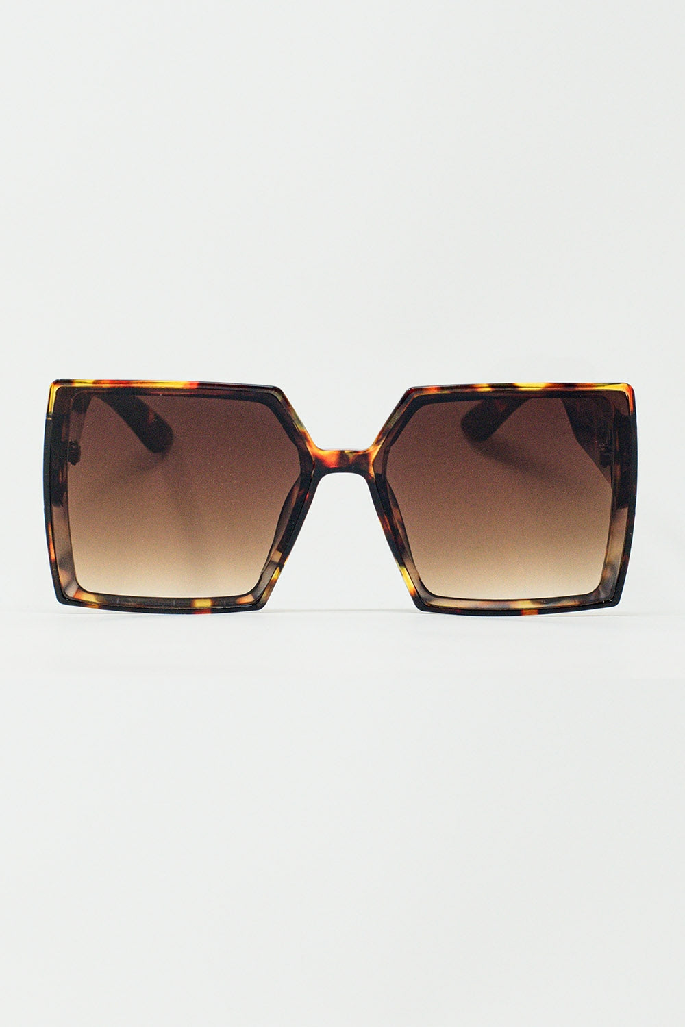 Q2 Lunettes de soleil carrées surdimensionnées marron