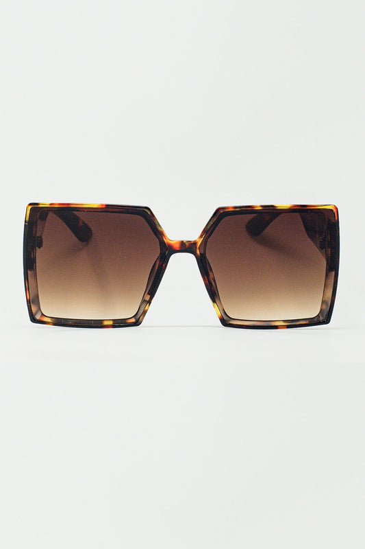 Q2 Lunettes de soleil carrées surdimensionnées marron