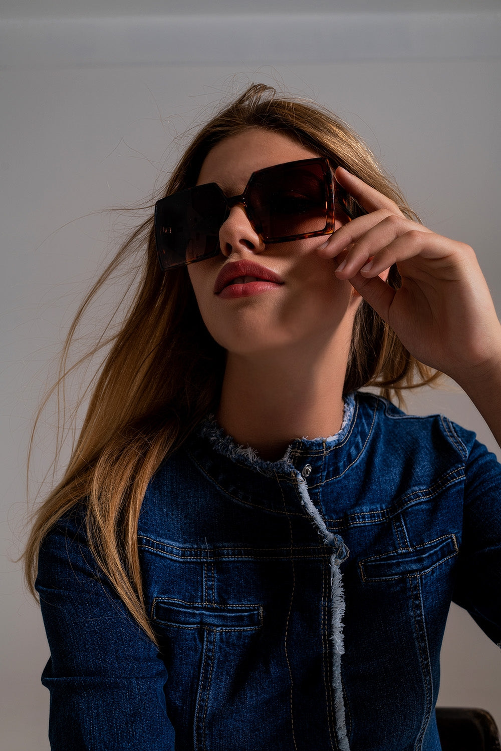 Lunettes de soleil carrées surdimensionnées marron