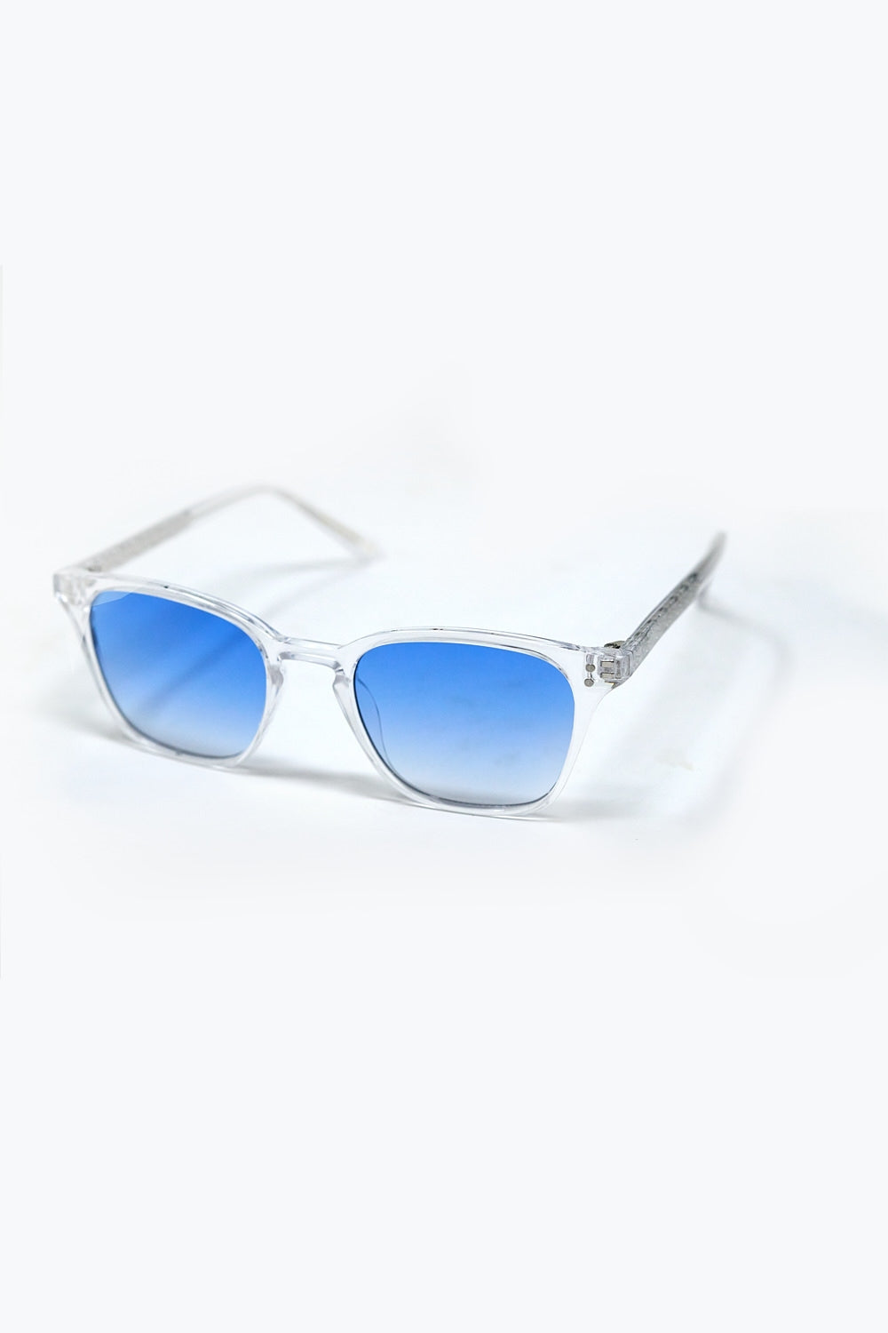 Lunettes de soleil carrées transparentes avec verres dégradés bleus