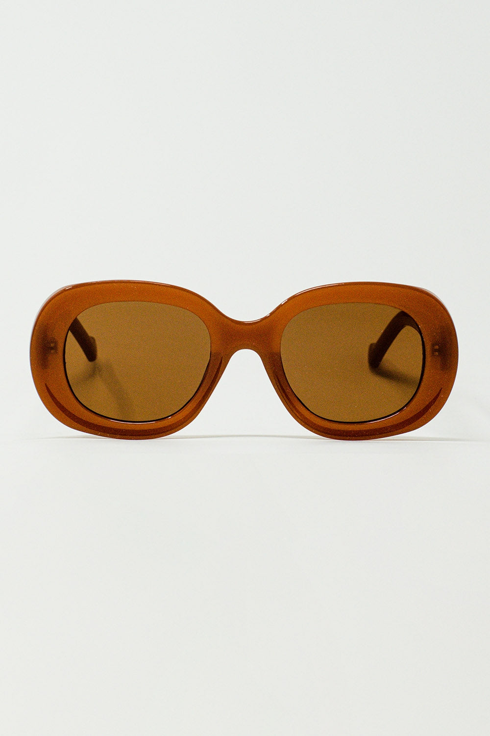 Q2 Lunettes de soleil circulaires surdimensionnées marron