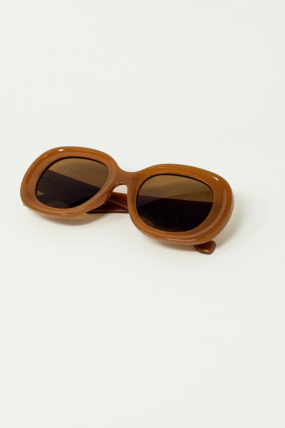 Lunettes de soleil circulaires surdimensionnées marron