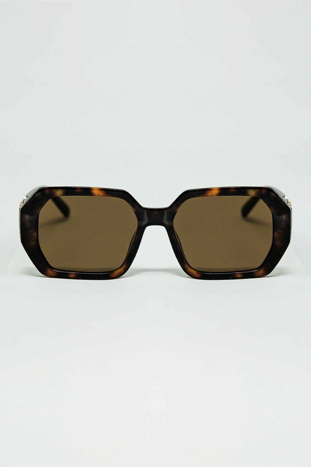Q2 Lunettes de soleil en forme de diamant en braise avec verres teintés en écaille de tortue