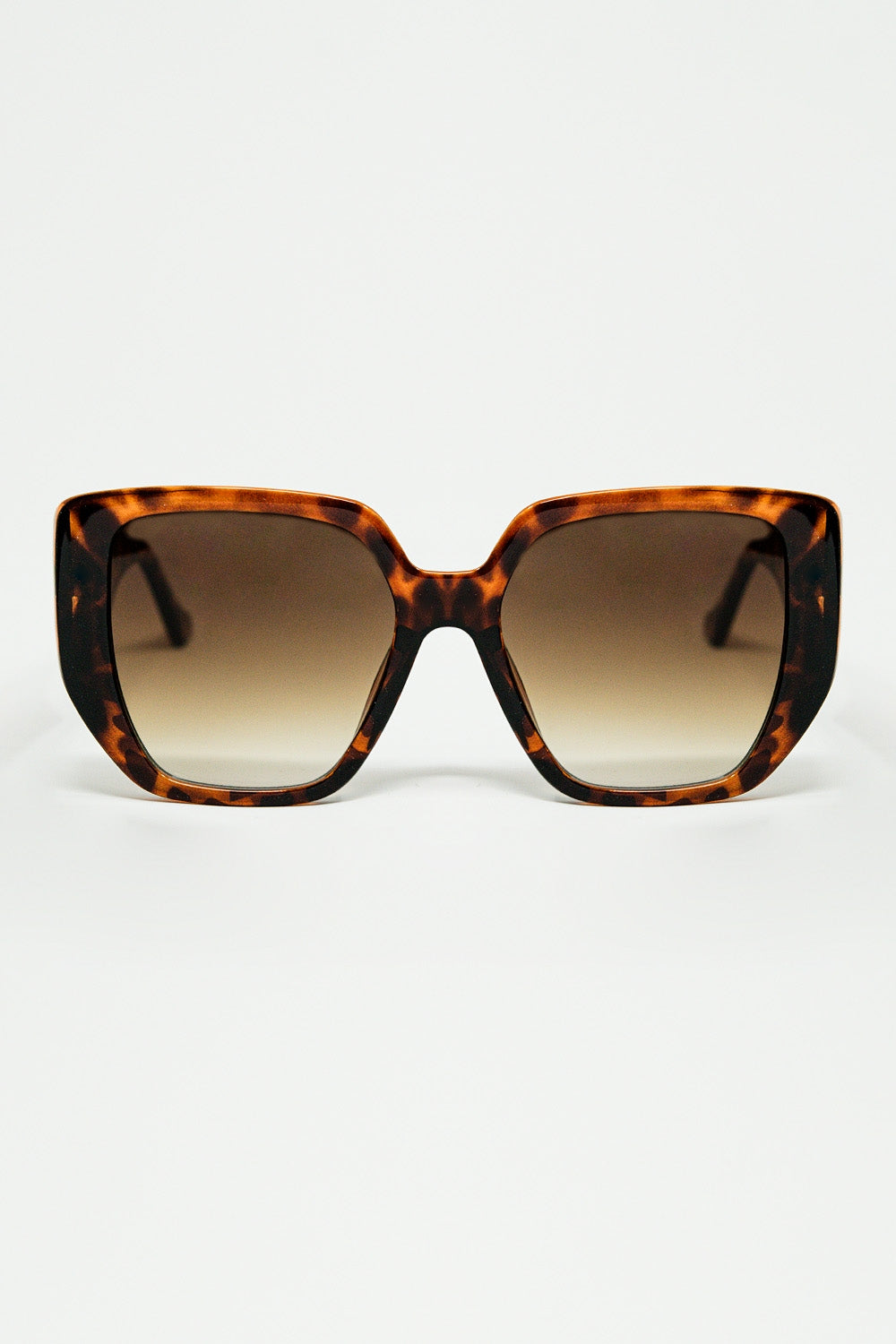 Q2 Lunettes de soleil marron de style pin-up avec motif géométrique et yeux de chat