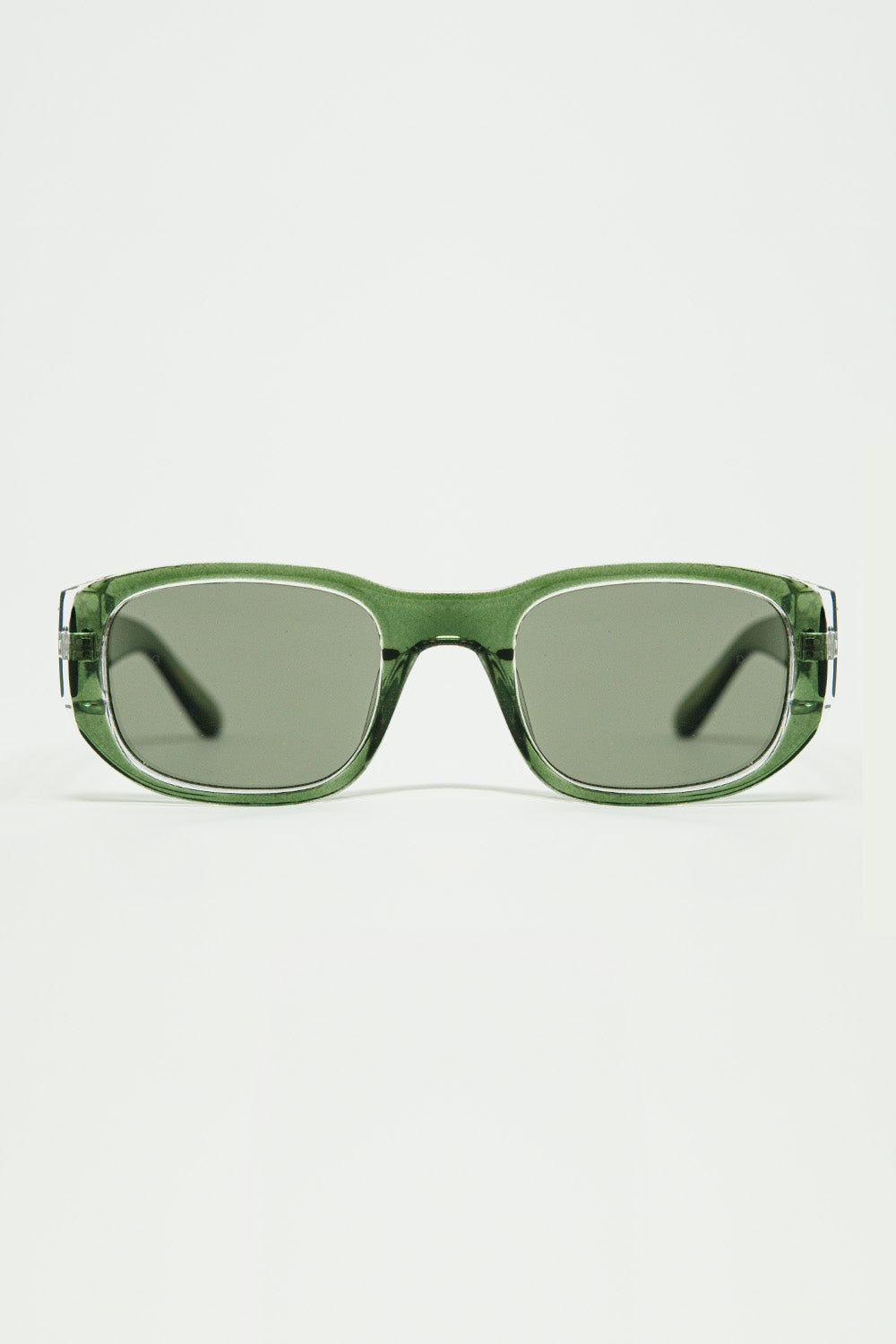 Q2 Lunettes de soleil ovales avec monture transparente haute brillance en vert