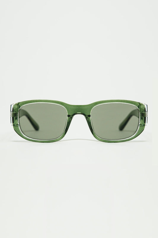 Q2 Lunettes de soleil ovales avec monture transparente haute brillance en vert