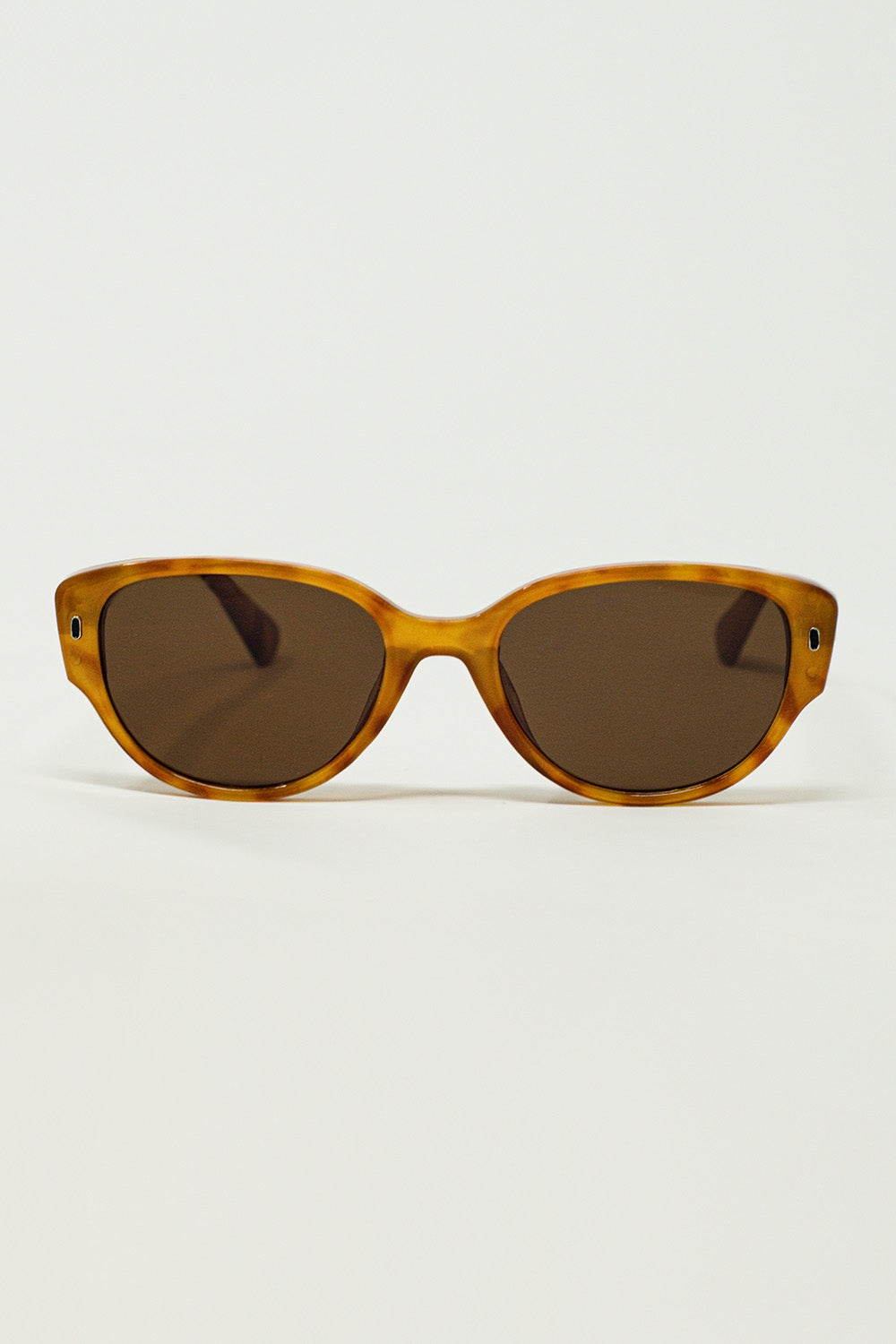 Q2 Lunettes de soleil ovales en écaille de tortue jaune clair