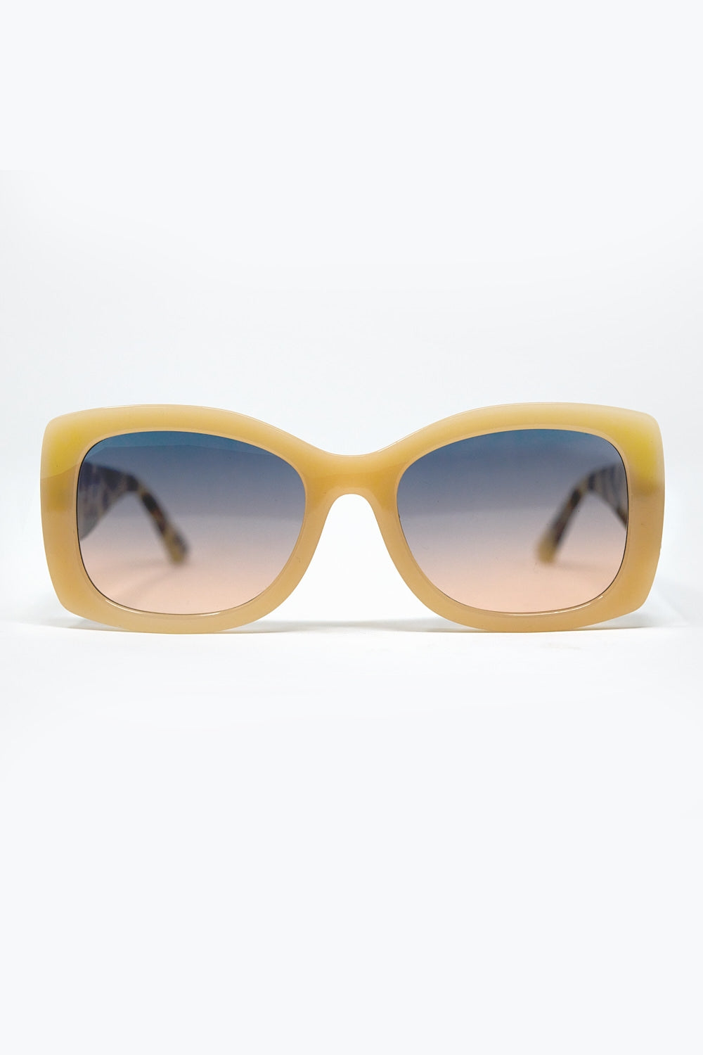 Q2 Lunettes de soleil ovales surdimensionnées en acétate beige