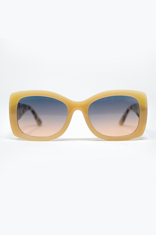 Q2 Lunettes de soleil ovales surdimensionnées en acétate beige