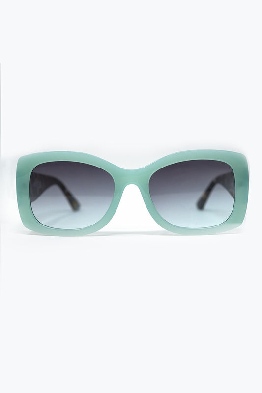 Q2 Lunettes de soleil ovales surdimensionnées en acétate vert menthe
