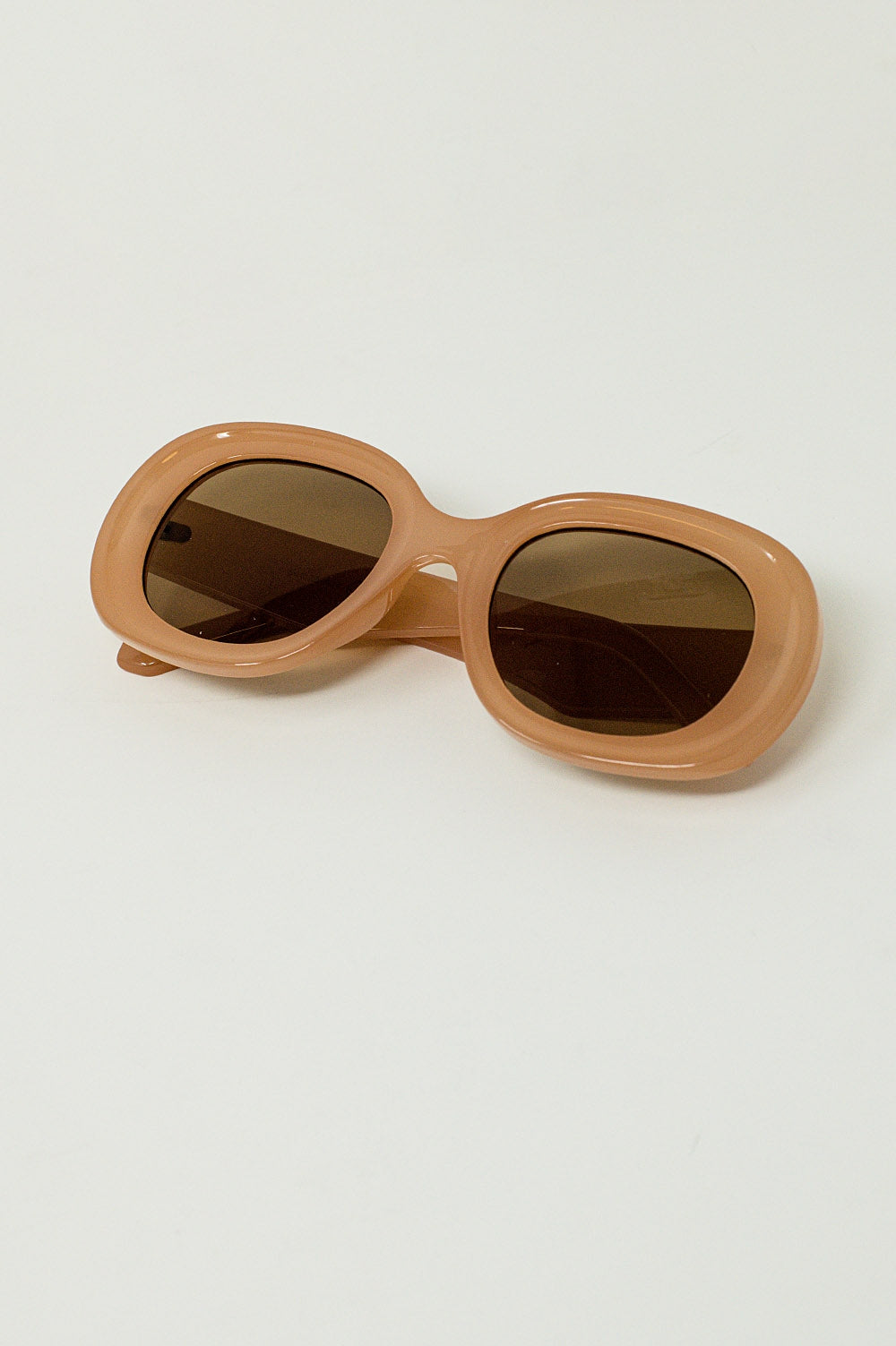 Lunettes de soleil oversized rondes en beige