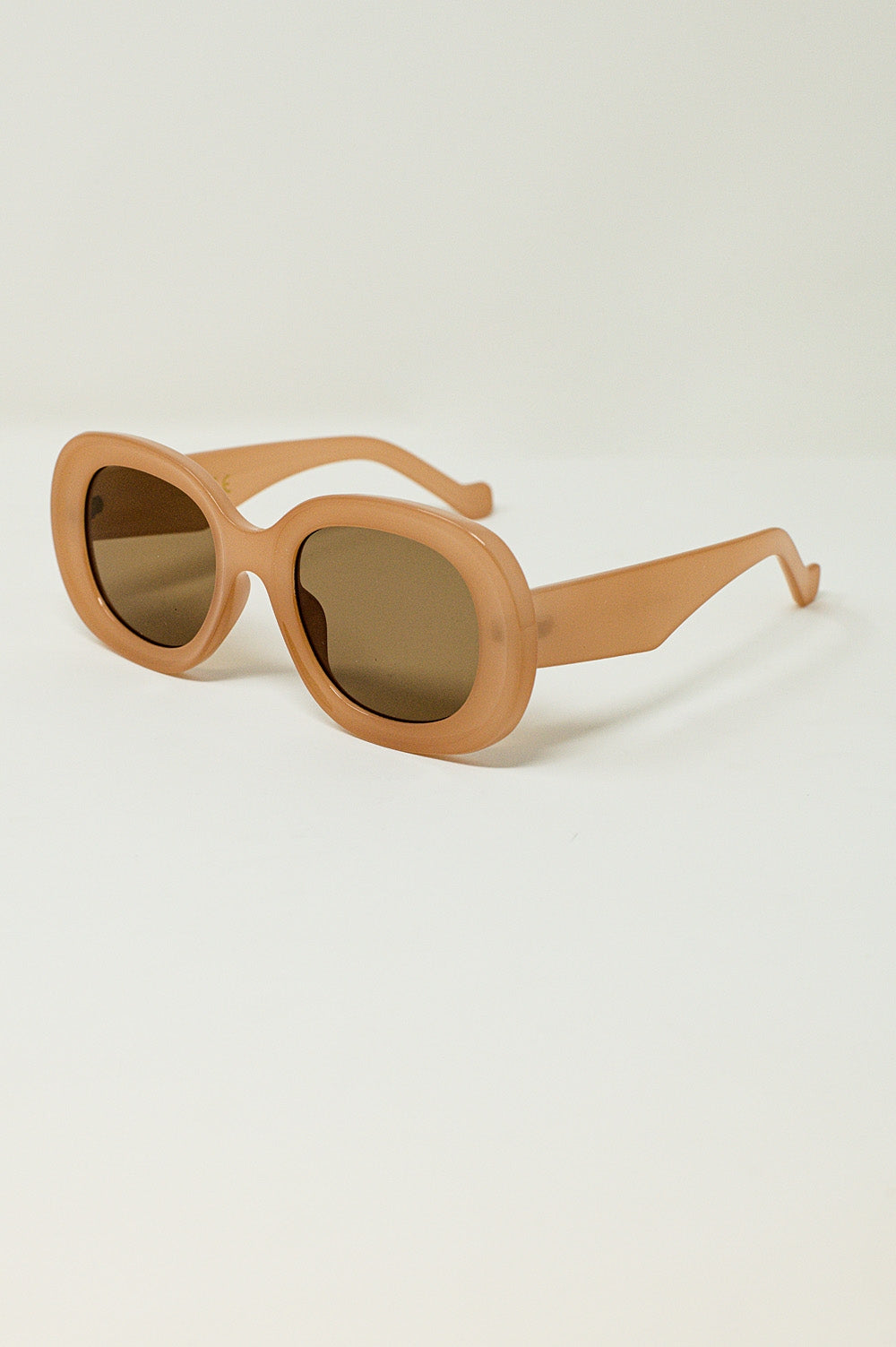 Lunettes de soleil oversized rondes en beige