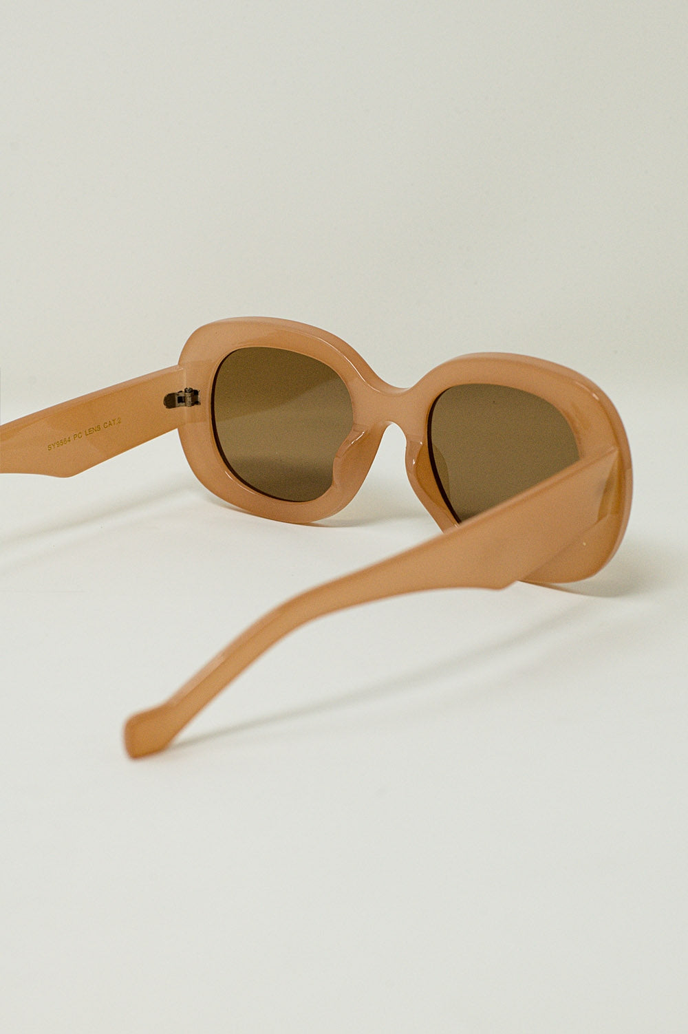 Lunettes de soleil oversized rondes en beige