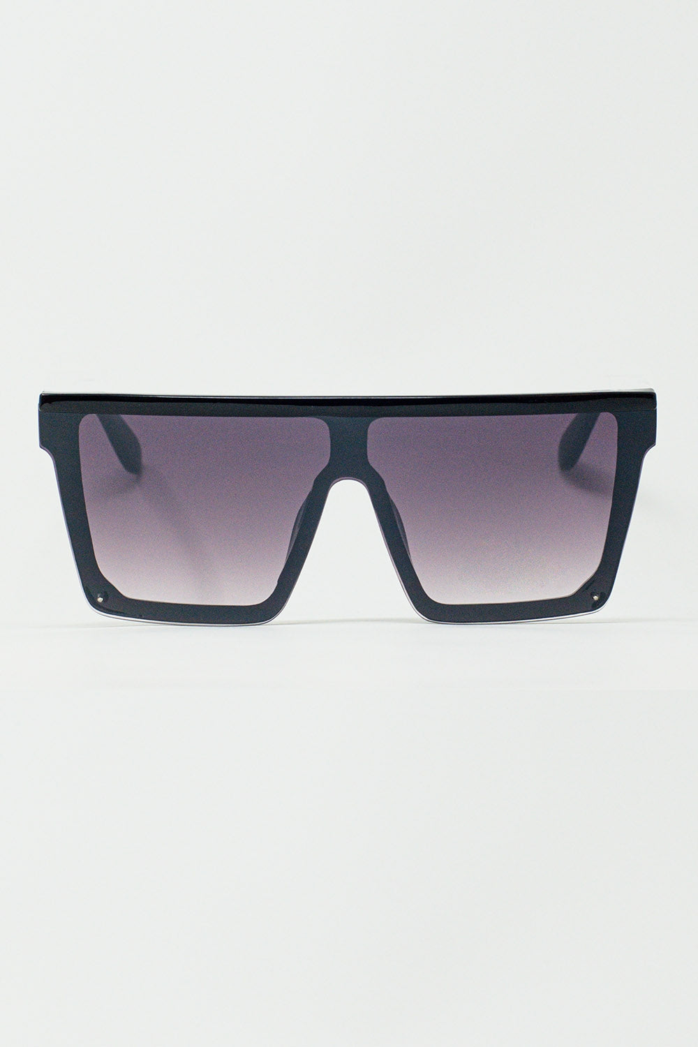 Q2 Lunettes de soleil oversize carrées des années 70 en noir