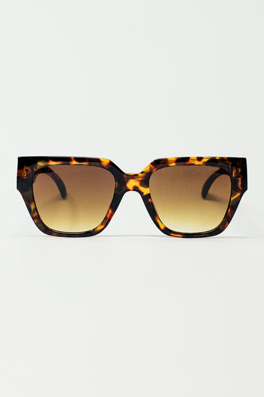 Q2 Lunettes de soleil oversize en marron vintage