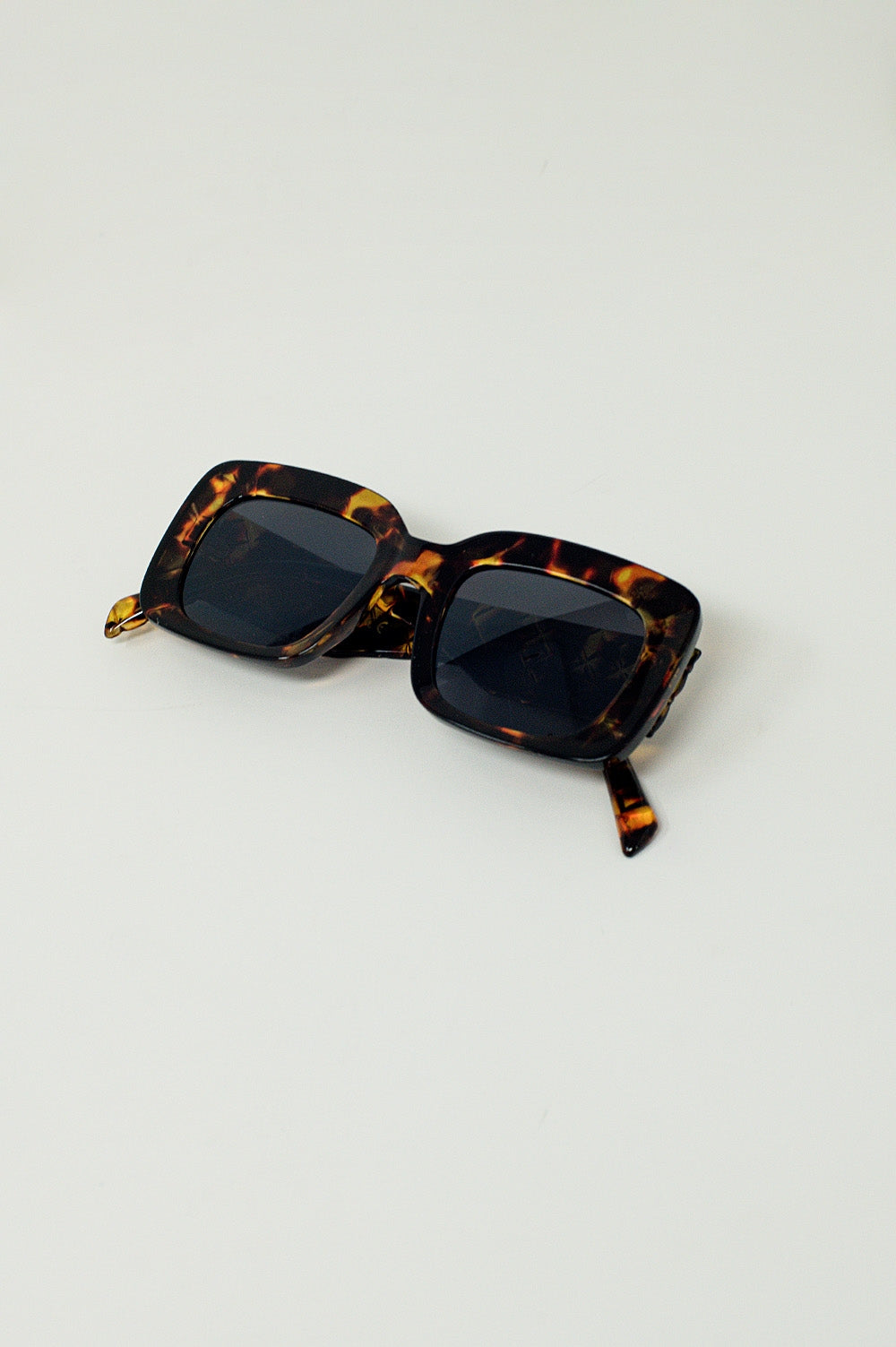 Lunettes de soleil rectangulaires surdimensionnées en écaille de tortue vintage