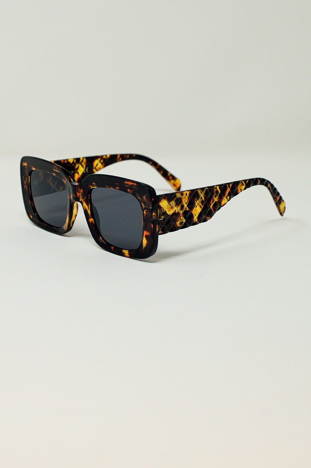 Lunettes de soleil rectangulaires surdimensionnées en écaille de tortue vintage