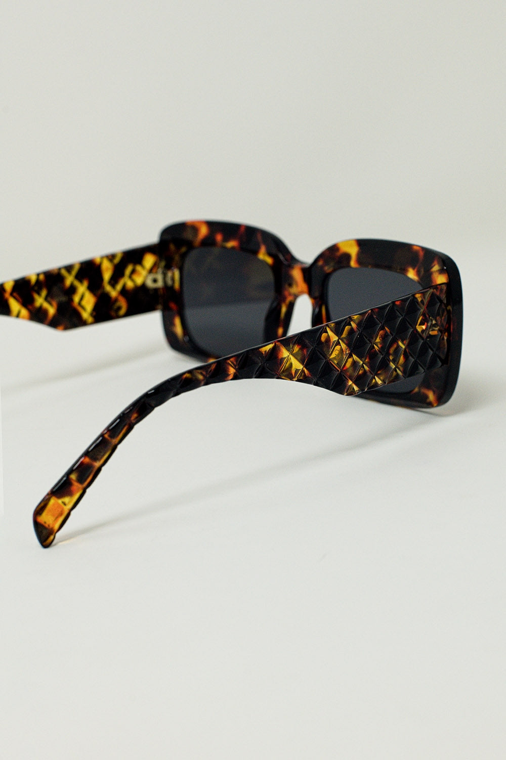 Lunettes de soleil rectangulaires surdimensionnées en écaille de tortue vintage