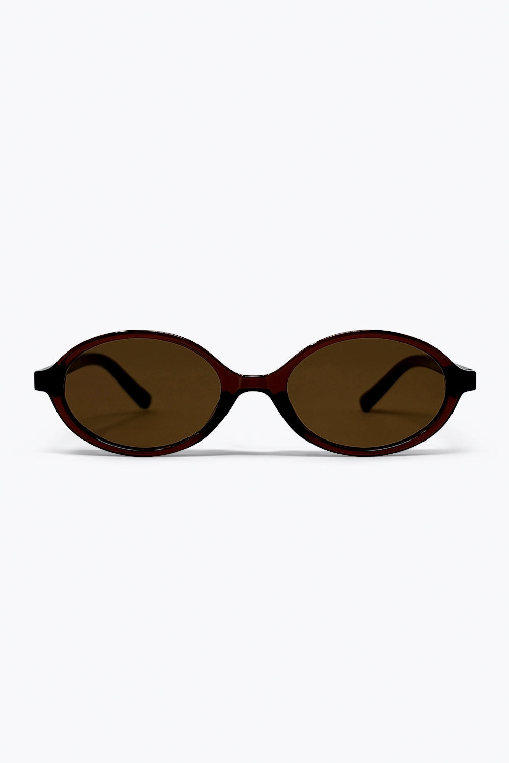 Q2 Lunettes de soleil rétro à monture ovale marron léger