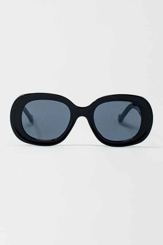 Q2 Lunettes de soleil rondes surdimensionnées en noir