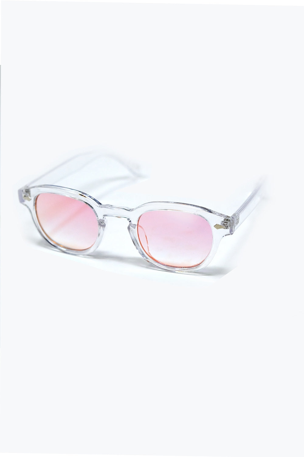 Lunettes de soleil rondes transparentes avec verre dégradé BabyPink