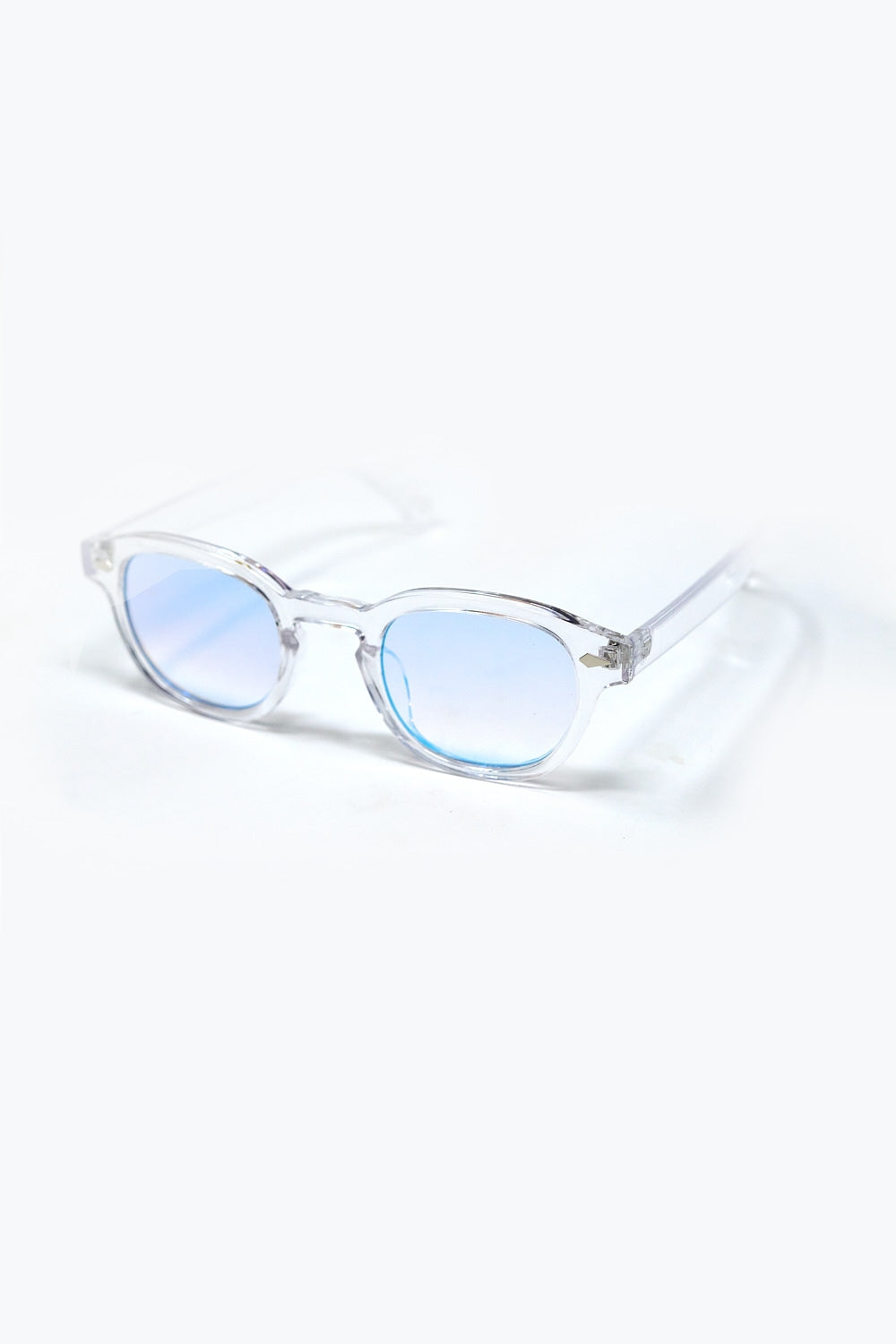 Lunettes de soleil rondes transparentes avec verre dégradé blanc