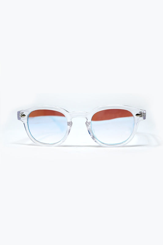 Q2 Lunettes de soleil rondes transparentes avec verre dégradé blanc