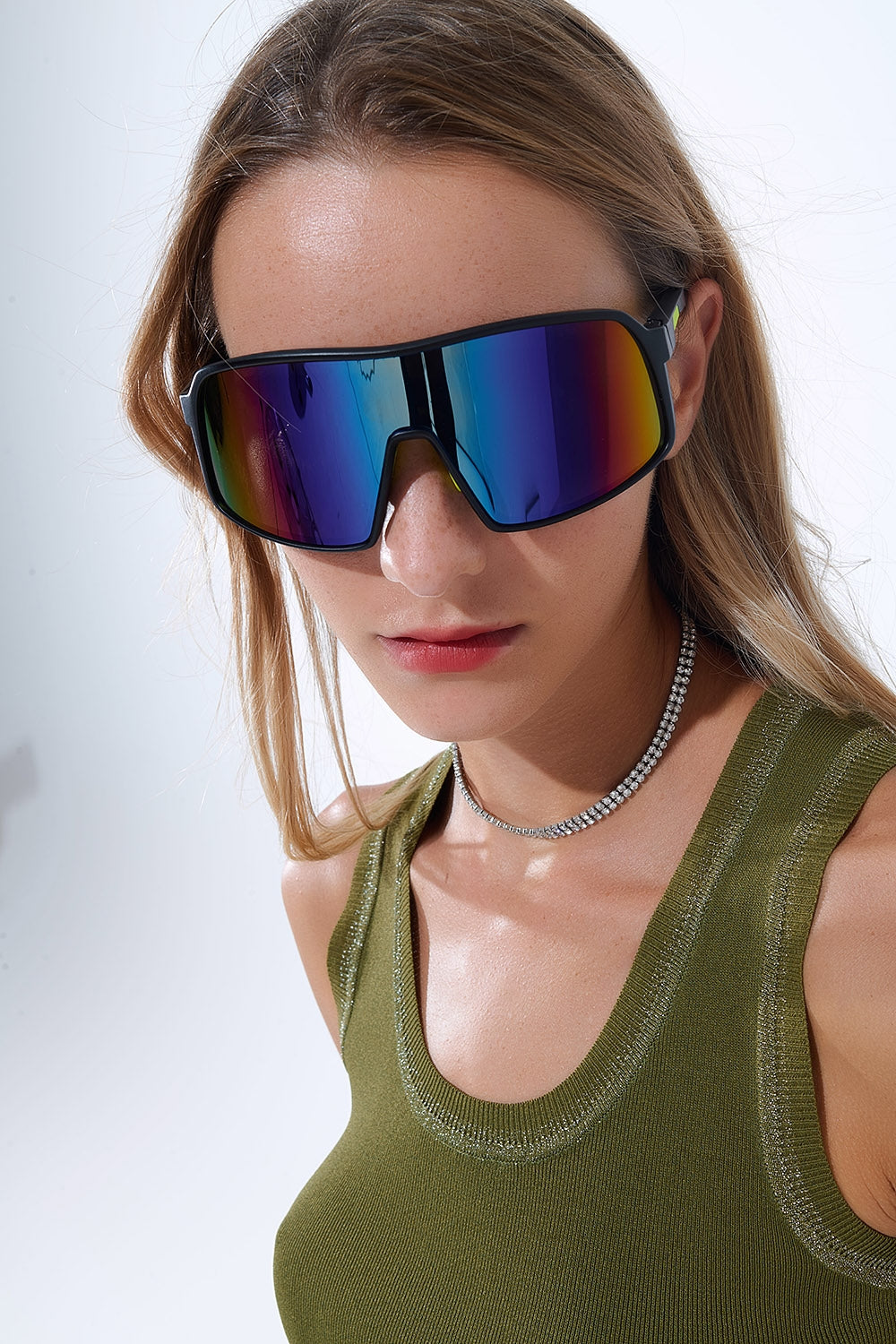 Lunettes de soleil sport polarisées en bleu rouge dégradé